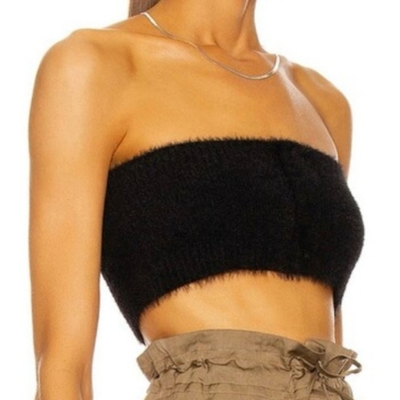 Jacquemus le bandeau Neve Black Fuzzy Tube Crop Top - Picture 3 of 5